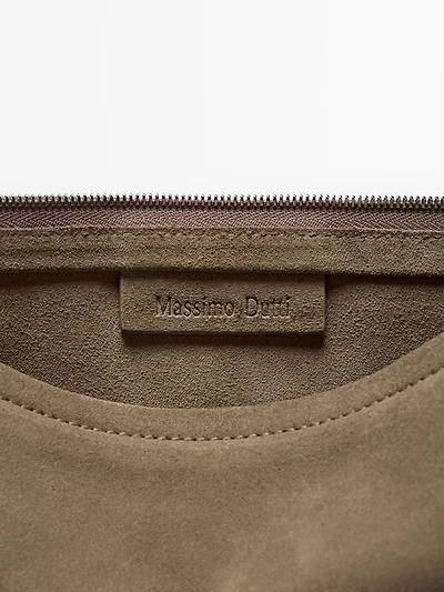 Small split suede leather pouch bag with knot