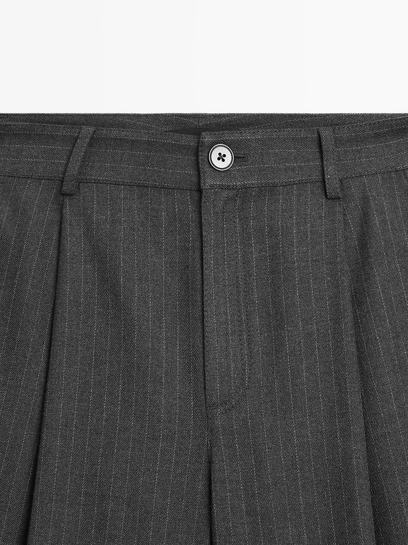 Mid-rise wide-leg pinstripe trousers