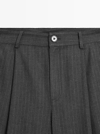 Mid-rise wide-leg pinstripe trousers