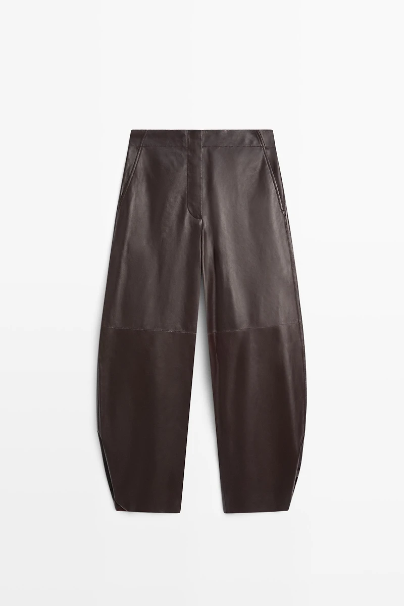 Leather barrel fit pants
