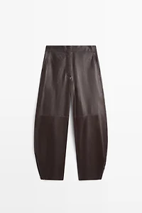 Leather barrel fit pants
