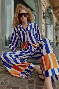 PANTALON LARGE À RAYURES