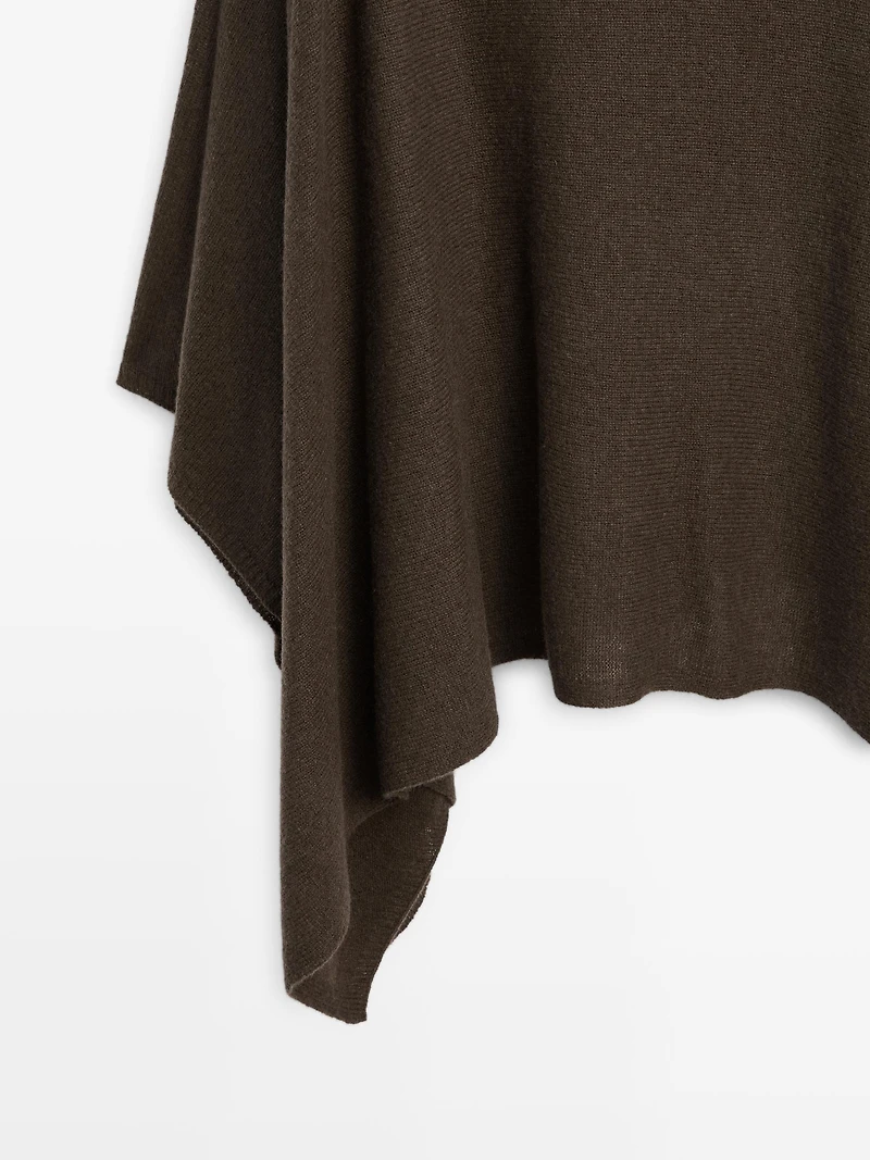 100% wool asymmetric knit cape
