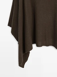 100% wool asymmetric knit cape
