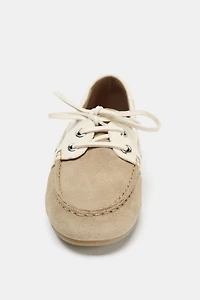 COMBINED SUEDE LACE-UP LOAFERS