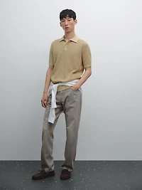 Polo en maille texturée de coton