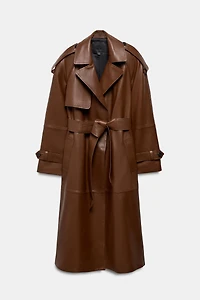 100% LEATHER LONG TRENCH COAT ZW COLLECTION LIMITED EDITION