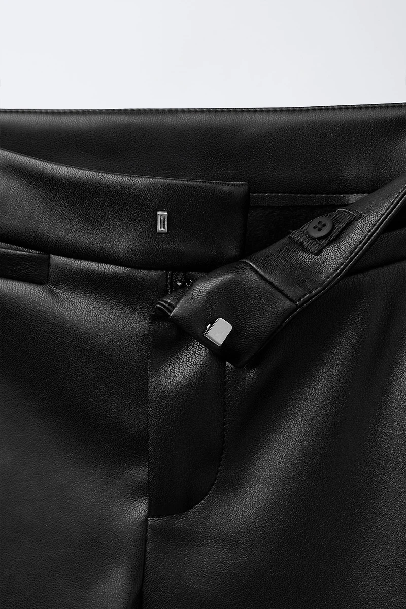 FAUX LEATHER FLARE PANTS
