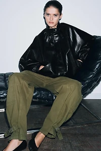 ZW COLLECTION FAUX LEATHER BOMBER JACKET