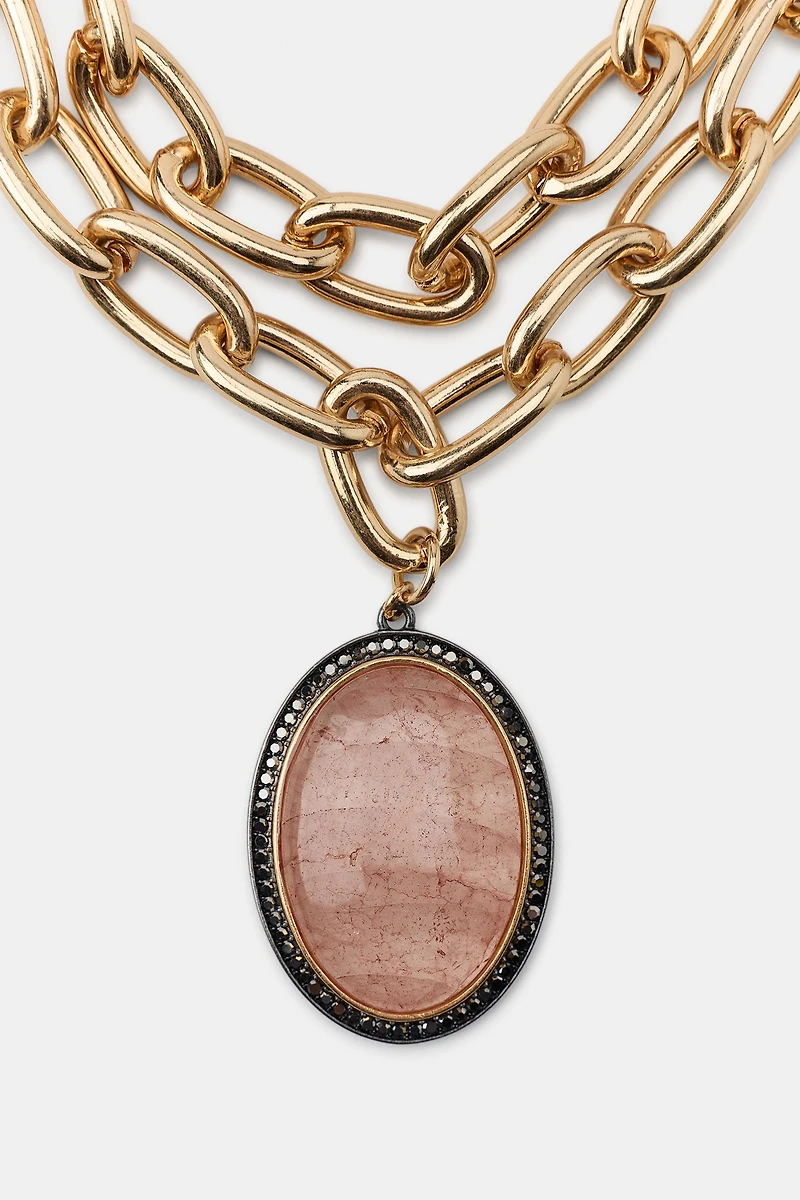 PACK OF 2 MAXI LINK STONE NECKLACES