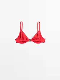 Gathered bikini top with underwire