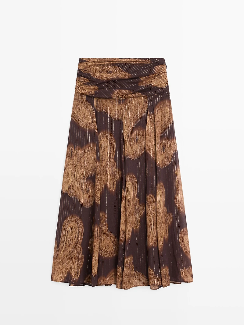 Jupe midi fluide à imprimé cachemire