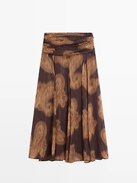 Jupe midi fluide à imprimé cachemire