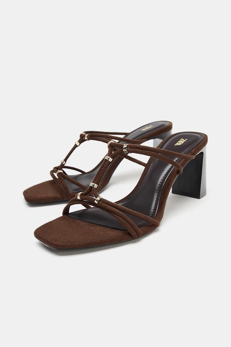 STRAPPY WIDE HEEL SANDALS