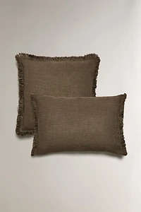 FRINGED THROW PILLOW COVER