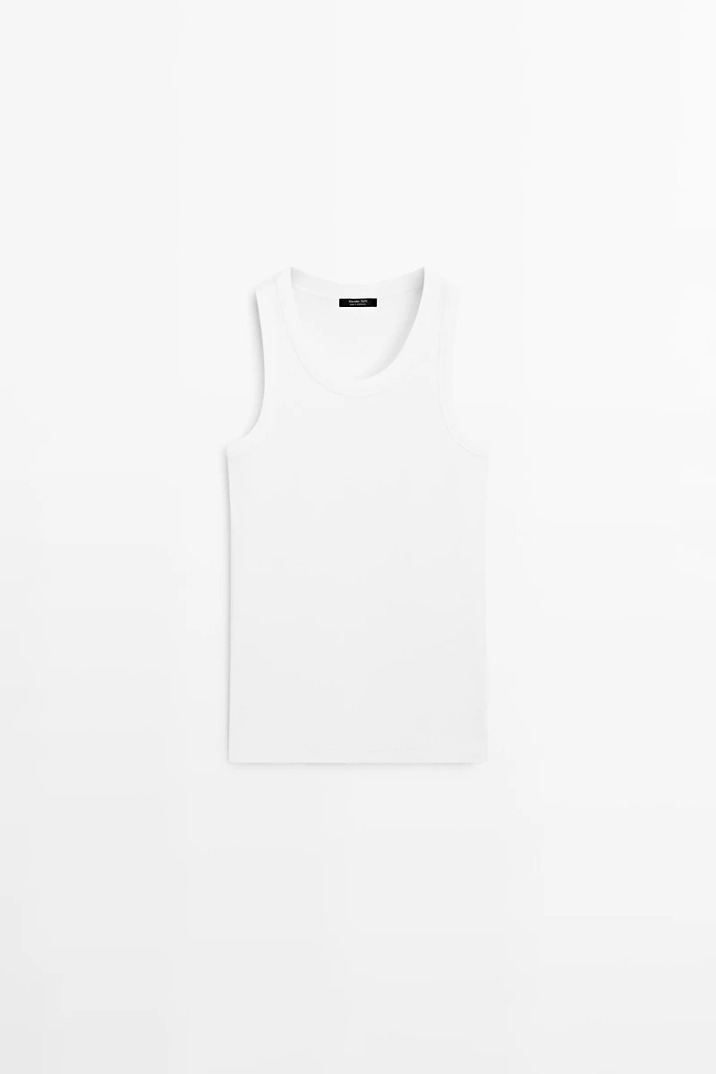 T-shirt encolure américaine en coton mélangé