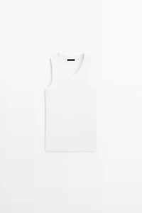 T-shirt encolure américaine en coton mélangé