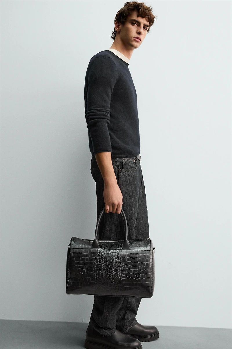 CROCODILE EMBOSSED TRAVEL BAG