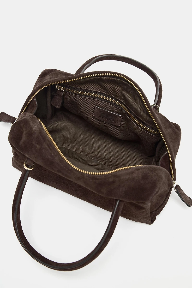 SAC BOWLING EN CUIR VELOURS