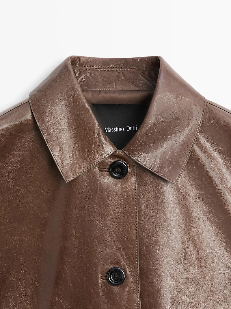 Veste courte en cuir nappa