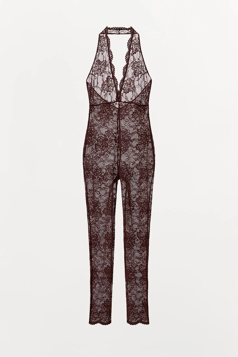 LACE HALTER JUMPSUIT