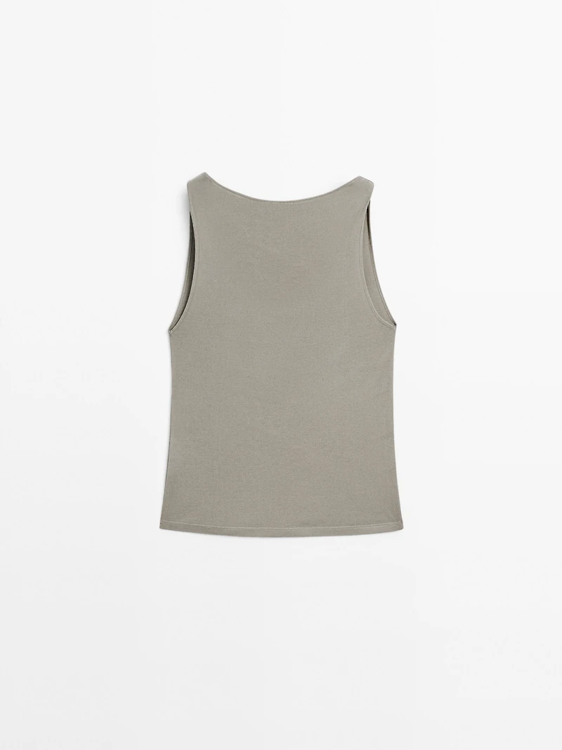 Top encolure drapée 100 % coton