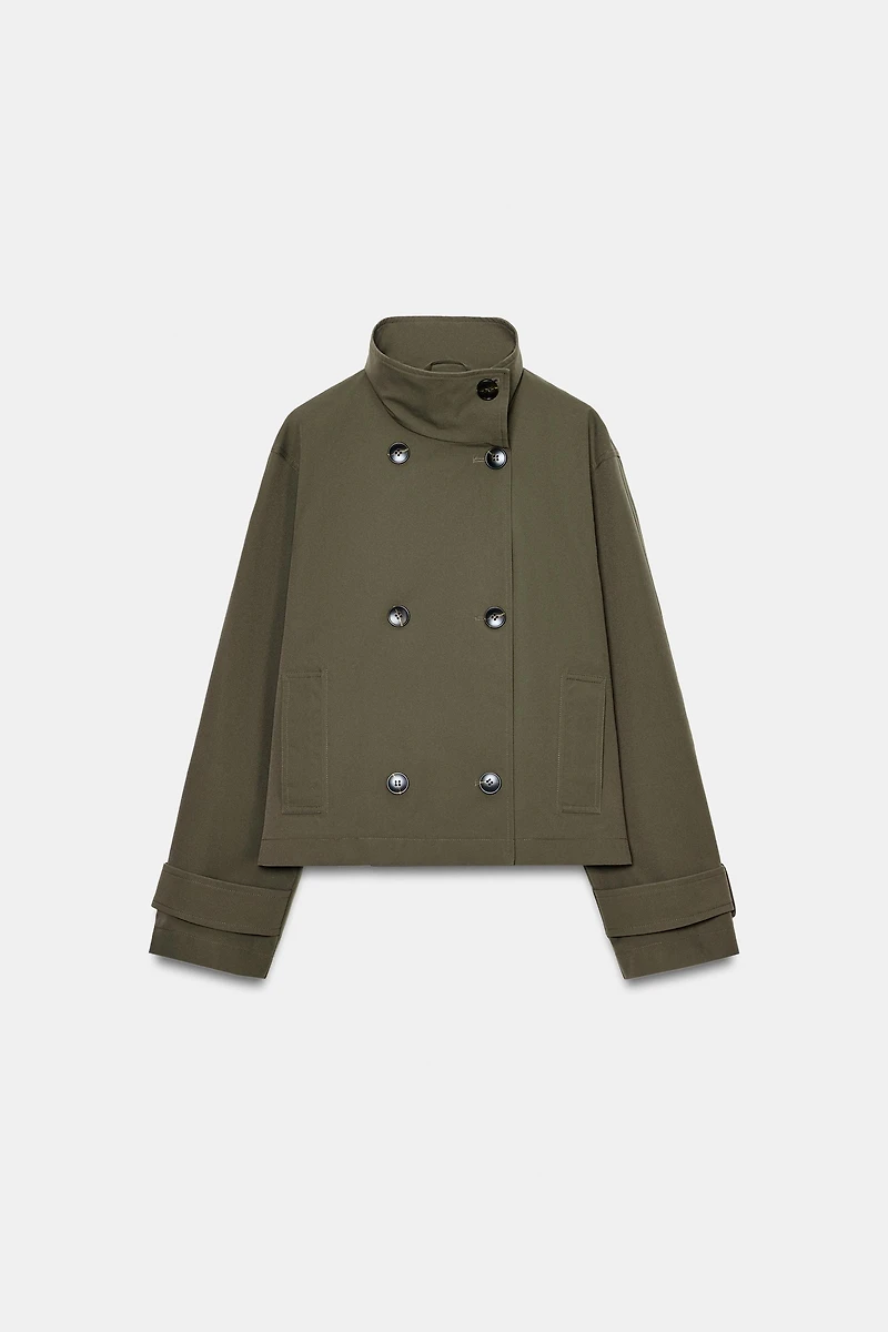 DOUBLE BREASTED SHORT TRENCH COAT
