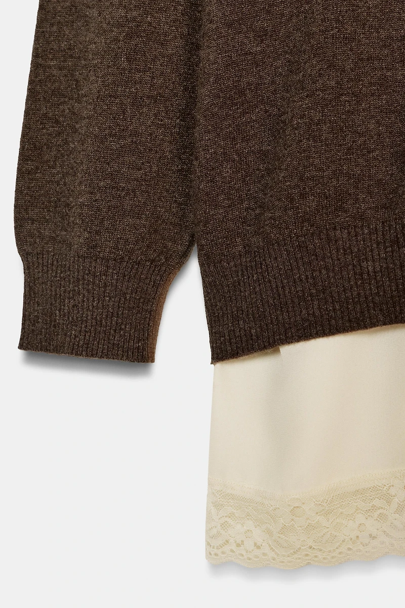 COMBINATION WOOL BLEND JUMPER
