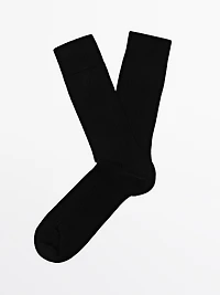 Ribbed cotton blend socks