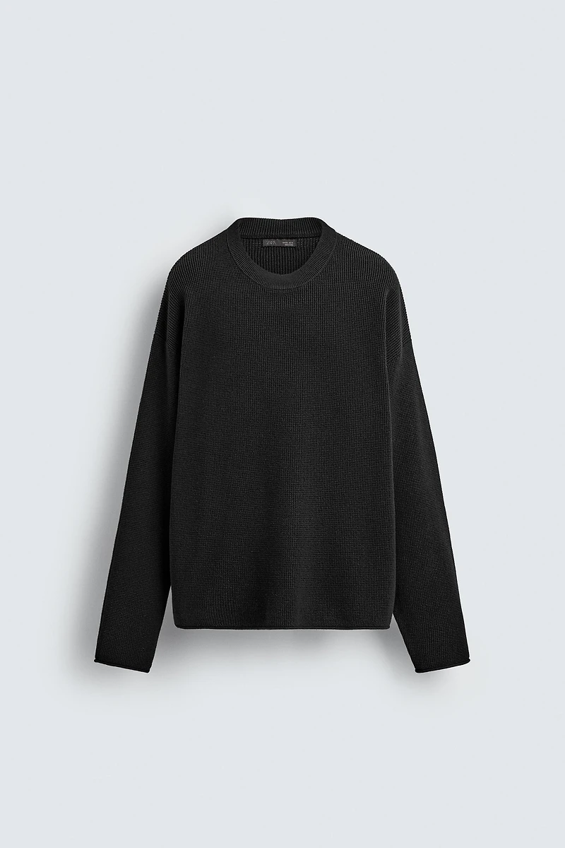 WAFFLE TEXTURED SWEATER