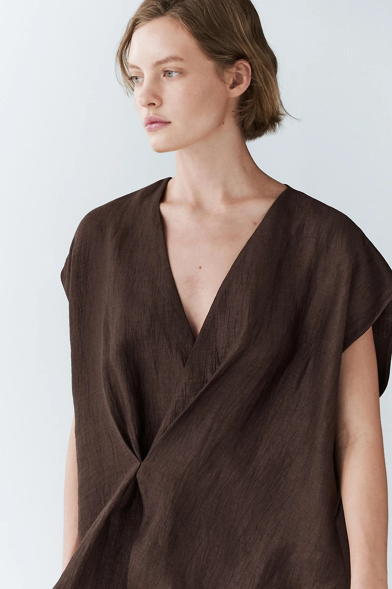 Kimono fluide cache-cœur en lin mélangé