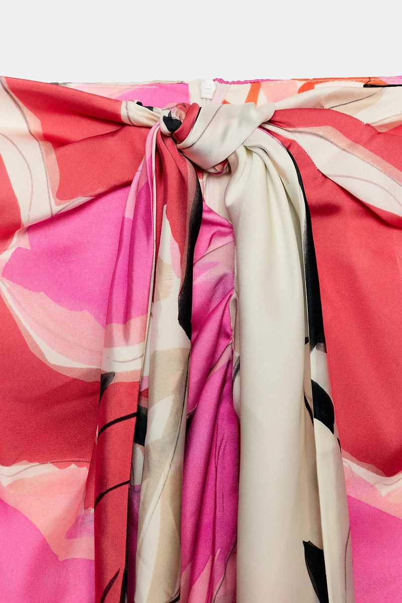 PRINTED KNOTTED MIDI SKIRT