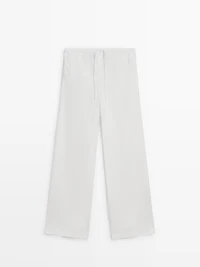 100% linen trousers with elasticated waistband