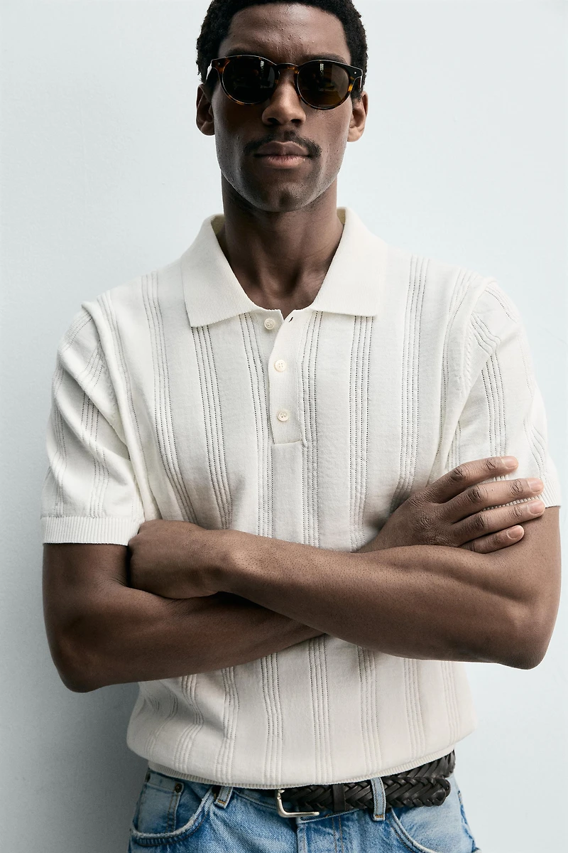 REGULAR FIT KNIT TEXTURED POLO