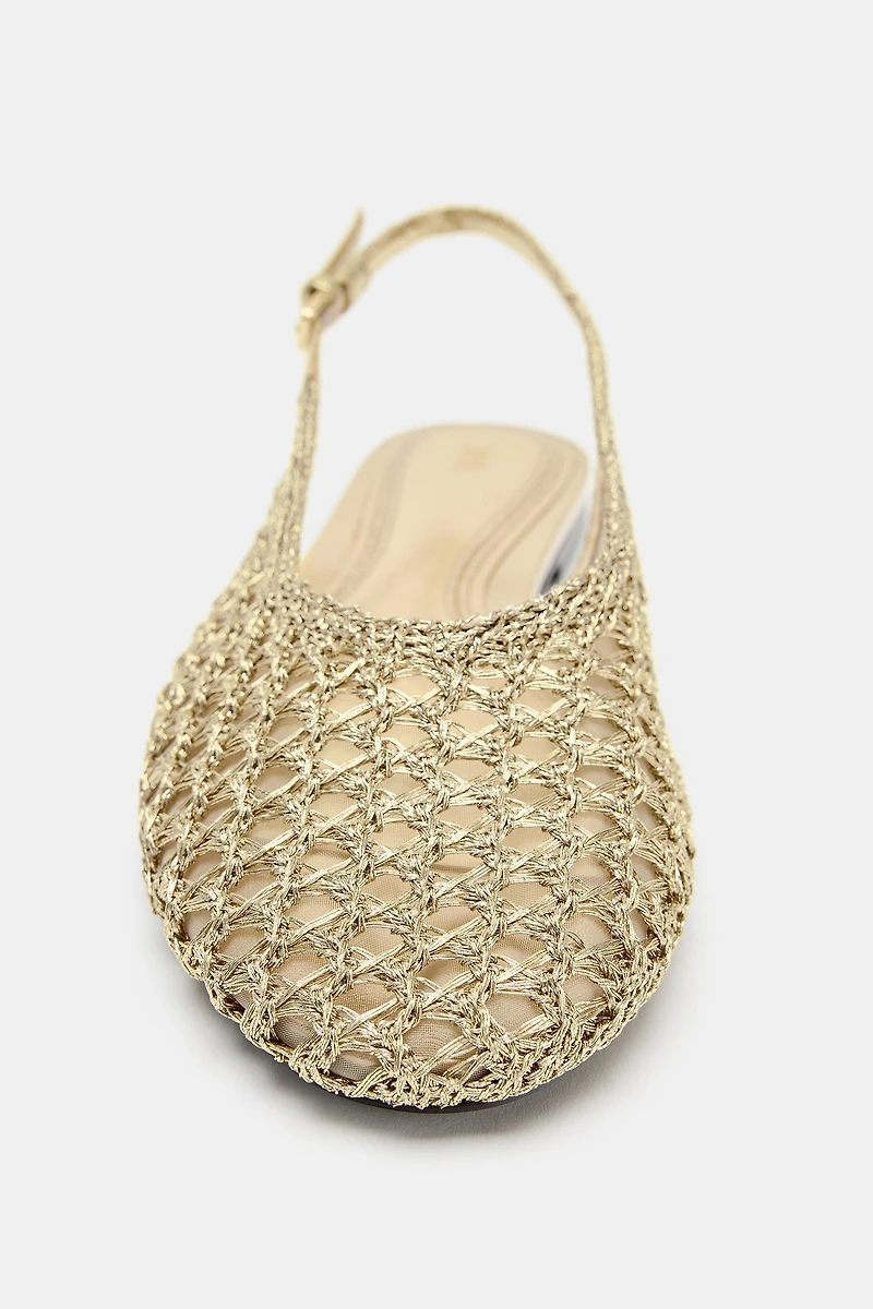 METALLIC BRAIDED EFFECT SLINGBACK FLATS