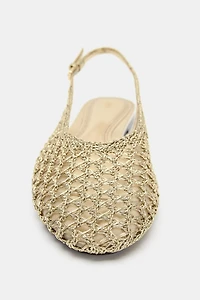 METALLIC BRAIDED EFFECT SLINGBACK FLATS