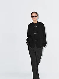 Veste en maille à col mao mélange de laine
