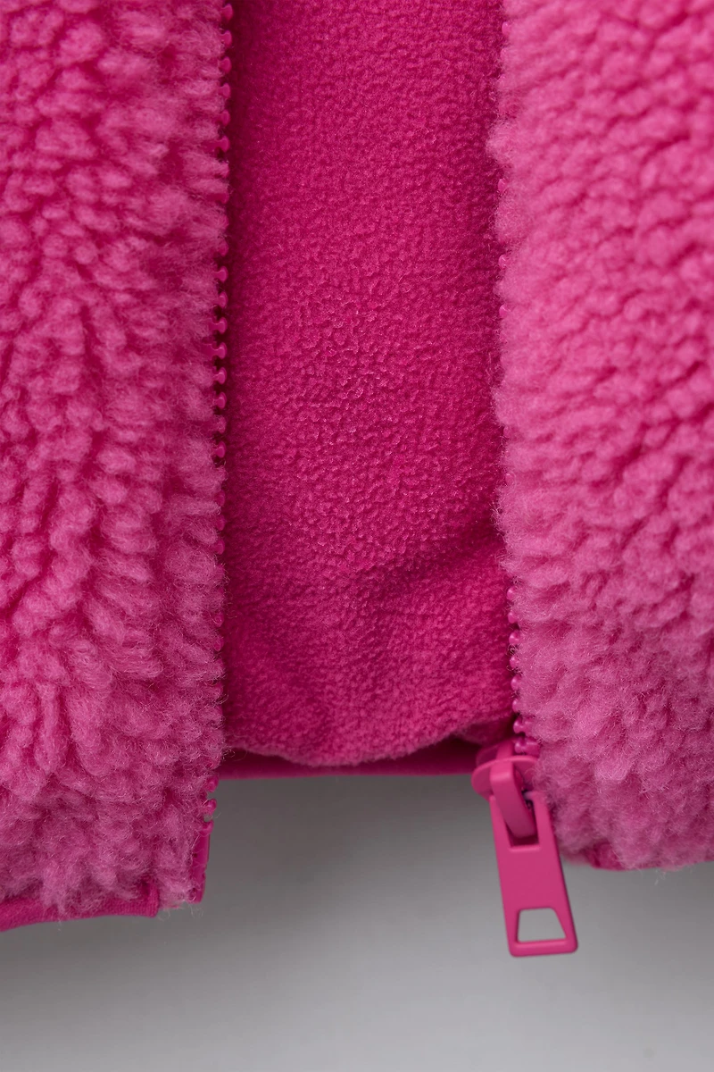 COLOR BLOCK FLEECE JACKET WITH LABEL