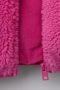 COLOR BLOCK FLEECE JACKET WITH LABEL