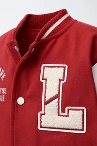 BLOUSON BOMBER EN DRAP DE LAINE ET MANCHES À AVEC PIÈCES