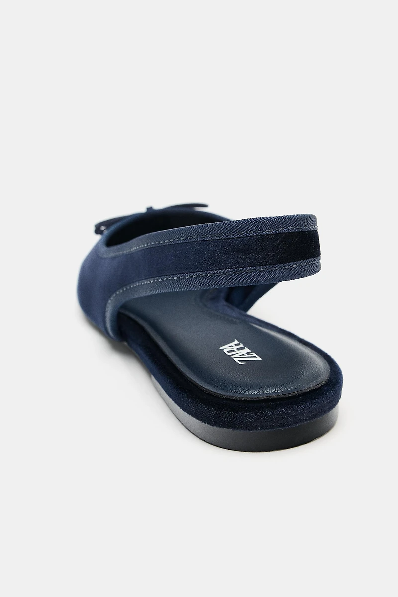 VELVET EFFECT SLINGBACK BALLET FLATS