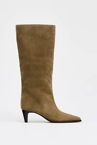 BOTTINES À TALONS KITTEN EN CUIR VELOURS
