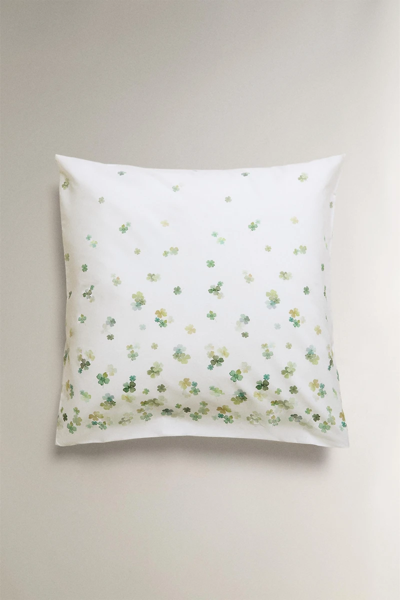 PERCALE COTTON PILLOWCASE WITH CLOVER DESIGN