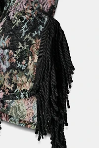 KIMONO JACQUARD FLEURS FRANGES