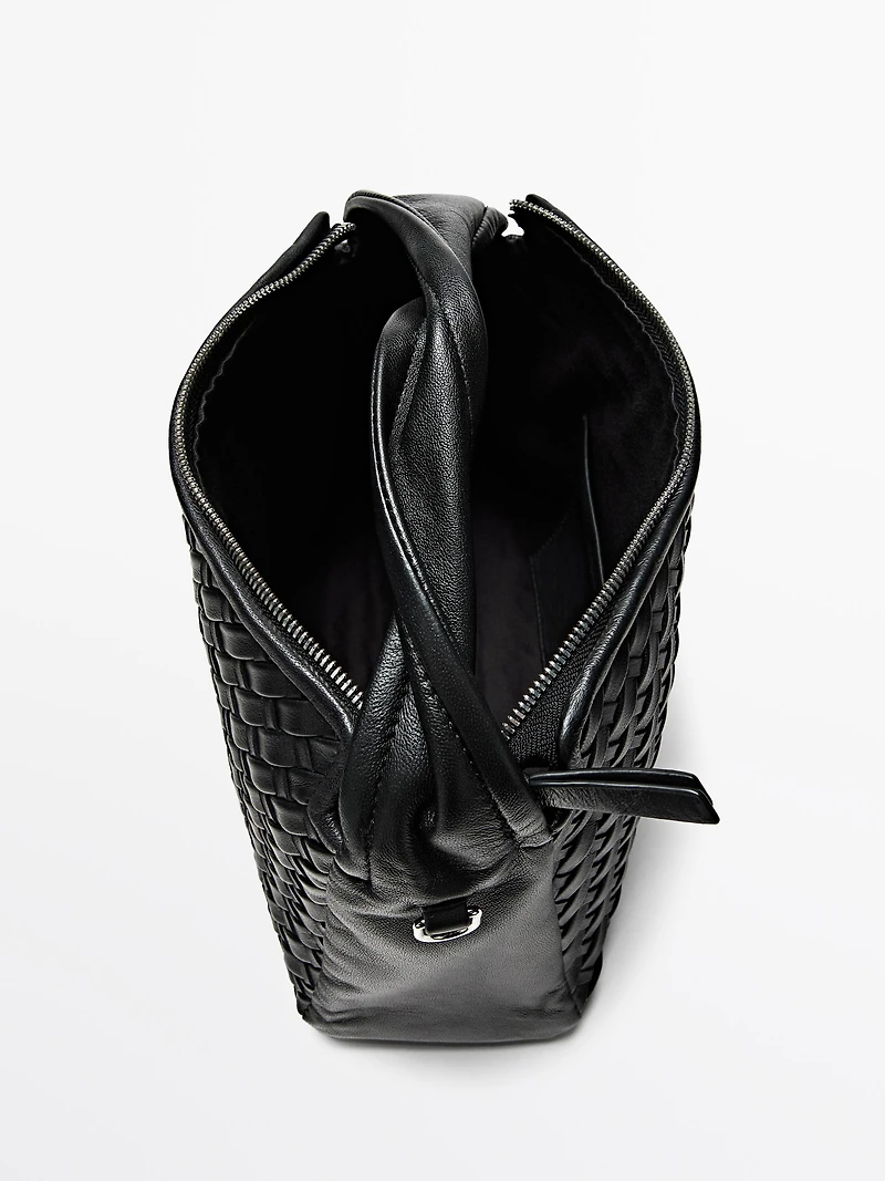 Sac tressé en cuir nappa moyen format