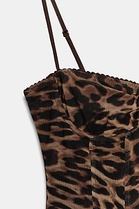 ANIMAL PRINT CORSET TULLE DRESS