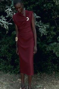 GOLD APPLIQUÉ MIDI DRESS