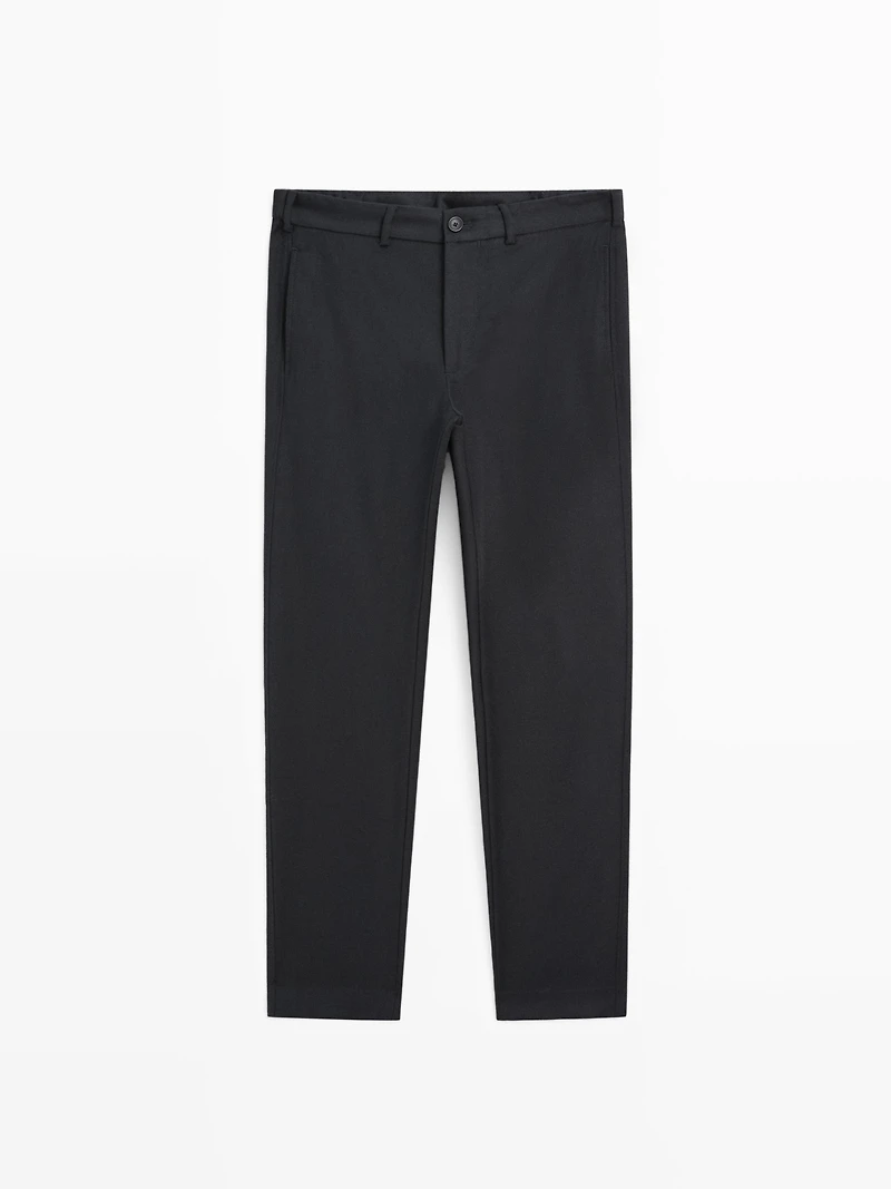 Pantalon en flanelle 100 % laine élastiqué sur le côté