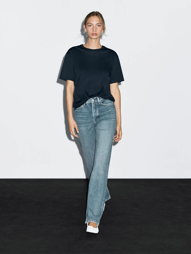 High-waist boot-cut jeans