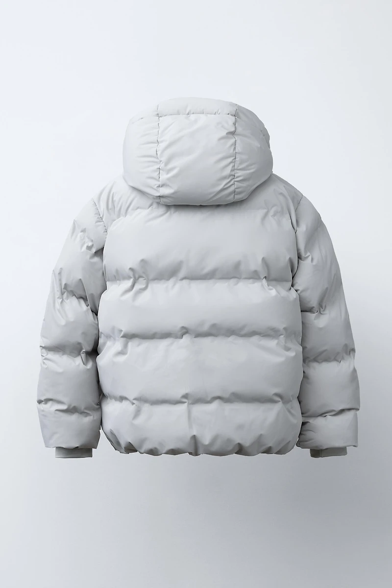 WATER REPELLENT PUFFER COAT WITH LABEL